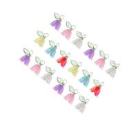 Artibetter 18pcs Flower Bell Small Beads Earrings Jewelry Colorful Plastic Flower Lily Floral Charm Necklace Lily Pendants Cute Charms Small Floral Pendants