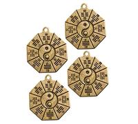 Artibetter 1set Retro Taoist Key Chain Decor Brass Array Pendants for DIY Crafts Vintage Eight Diagram Design Unique Backpack Charms Safe and Durable Accessories 4pcs