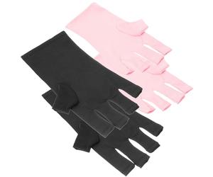 ARTIBETTER 2 Pairs Nail Art Protecting Gloves Manicures Gloves Fingerless Polyester Anti UV Protection for People Doing Nail Art Manicure Routine