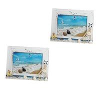 Artibetter 2 Pcs Photo Frame Picture Frames for Desk Wooden Picture Frames Wood Frame Nautical Themed Photo Frames Beach Picture Frames Beach Desktop Ornaments Marine Style Photo Frame White