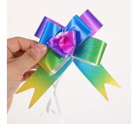 ARTIBETTER 200pcs Gradient Rainbow Pull Bows Decorative Ribbon Wrap Bows for Wedding Car Decorations Party Wrapping Supplies