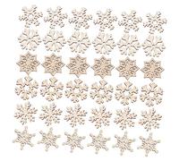 Artibetter 200pcs Wooden Snowflakes Christmas Decor Diy Snowflake Pendant Craft Ornaments for Xmas Tree Home Party