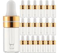 Artibetter 20pcs 3ml Glass Dropper Bottles with Rubber Caps, Easy to Control The Amount and Easy to Carry, for Colognes and Tinctures, Refillable Essential Oil and Makeup Containers