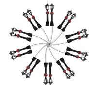 ARTIBETTER 20pcs Miniature Street Lamp Models with LED Light and Wire, 8cm Black Simulation Lamp Posts with Floral Wreaths, Dollhouse Accessories for Micro Landscape and DIY Crafts