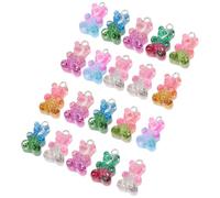 Artibetter 20Pcs Mixed Color Bear Charms Resin Pendants DIY Earrings Accessories for Jewelry Making, Small Shiny Candy Bear Beads Suitable for Necklace and Earrings Craft