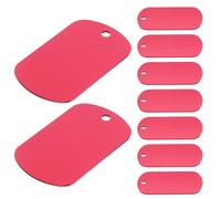 ARTIBETTER 20pcs Red Aluminum Dog Tags Double-Sided Engraving Pet Name Id Markers Phone Pendants for Collar Key Rings