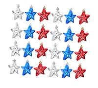 ARTIBETTER 24pcs Silver Blue Star Pendants American Independence Day Hanging Decorations for Christmas Tree Party Home and Coffee Shop Decor