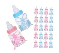 ARTIBETTER 24pcs Transparent Refillable Bottle Candy Boxes for Shower Favors Lightweight Plastic Sweet Containers with Ribbon Compact Party Supplies for Birthday Decorations and Full Moon