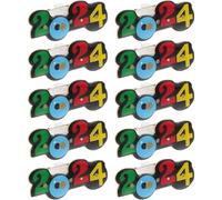 Artibetter 25pcs 2024 Shaped Brooches Luminous Plastic Number Brooch Pin Collar Pin for Festive Celebrations and Graduation Period