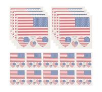 ARTIBETTER 25pcs American Flag Tattoos Sticker Waterproof Removable Washable Plastic Face Decals for Party Decoration