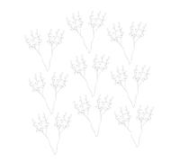 Artibetter 25pcs White Acrylic Bead Flower Branches DIY Wedding Decor Flat Aluminum Wire Waterdrop Stems for Floral Arrangements Home Ornament Photo Props