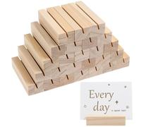 Artibetter 25pcs Wooden Picture Holder Rectangular Photo Stand Memo Note Holder Beige for Banquet and Restaurant