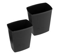 Artibetter 2pcs 14l Small Rectangular Black Trash Cans for Bedroom and Kitchen, Open Top Garbage Bins with Sturdy Plastic Construction, Multi-function Waste Buckets for Home and Hotel Use