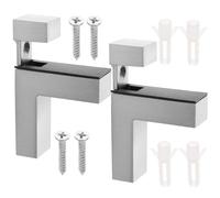 Artibetter 2pcs Adjustable Glass Shelf Brackets with Brushed Silver Finish Wall-Mounted Metal Glass Clips Supports for Floating Shelves Heavy-Duty Holder for Home and Cabinet Use