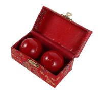 ARTIBETTER 2pcs Baoding Handball Hand Therapy Enamel Massage Ball Red for Office Work Men Elderly Enhanced Grip Therapeutic