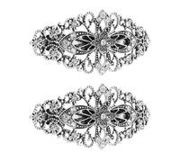 Artibetter 2pcs Black Alloy Hair Clips with Rhinestones, Resilient Build and Flexible Use Cases, Minimalist Modern Simplicity Style, for Bridal and Office Tasks