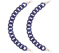 Artibetter 2pcs Blue Acrylic Purse Link Strap with Spring Clasp, 45cm Lightweight Handbag Handle Accessory for Travel Carry and DIY, Reducing Wrist Fatigue with Glossy Zinc Alloy Chain