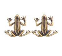 Artibetter 2pcs Brass Frog-Shaped Knobs Single Hole Design Easy Installation Vintage Classic Solid Brass Drawer Pulls for Dresser Wardrobe Home Interiors