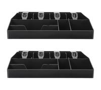 Artibetter 2pcs Cash Register Drawer Tray with Multi-Grid Compartments for Bills and Coins, Compact Space-Saving Abs and Iron Cash Storage Organizer, for Retail Counters and Convenience