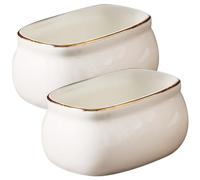 Artibetter 2pcs Ceramic Coffee Sugar Jar Set Rectangular Food Storage Containers with Lid, White Porcelain Candy Holders for Cafe and Home, Sturdy and Not Easy to Break