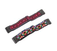 Artibetter 2pcs Charge 2 Women's Watch Strap Replacement, Colorful Printed Embroidered Nylon Wristband with 3 Pink Woven and 6 Blocks, Stretchy Sturdy Band for Fitness and Daily Wear