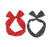 ARTIBETTER 2pcs Chiffon Polka Dot Hairbands for Women, Elastic Wide Crossed Headbands with Bunny Ears, Hair Accessories for Yoga, Face Washing, and Daily Use