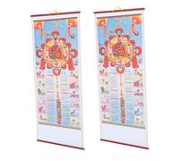 ARTIBETTER 2pcs Chinese Year Calendar Scroll Year Horse Lunar Calendar Wall Hanging Decorative Feng Shui Traditional Zodiac Planner for Home Office