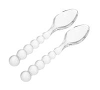 ARTIBETTER 2PCS Creative Glass Bead Dessert Spoon for Mixing Drinks and Serving Pastries Elegant Glass Stirrer for Family Gatherings Parties and Special Events
