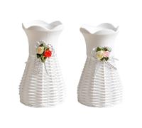 Artibetter 2pcs Decorative Flower Vase Set Plastic Material with Workmanship and Strong Build, Elegant White Home Desktop Decoration as Wedding Or Household Ornament Assorted style