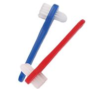 Artibetter 2pcs Denture Care Toothbrush Double-Head Small False Teeth Brush with Red and Blue Heads for Oral Blind Spot Cleaning and Retainer Maintenance