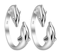Artibetter 2pcs Dolphin Open Rings for Women Copper Adjustable Double Dolphin Shape Chic Elegant Trendy Style Comfortable Fit Resistant to Wear and Tarnish Suitable for Parties and Daily Wear