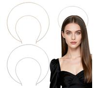Artibetter 2pcs Double-layer Alloy Halo Crown Headband Set, Wedding Hair Accessory with Moon Shape Tiara Design, Bridal Head Jewelry for Party and Special Occasions