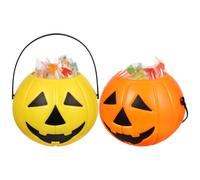 Artibetter 2pcs Halloween Portable Pumpkin Candy Bucket with Handle Plastic Trick or Treat Pumpkin Candy Holder for Party Favors and Decoration Delicate Shape Suitable for Filling Sweets
