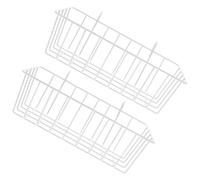 Artibetter 2pcs Hanging Hay Feeder for Rabbits and Chinchillas, Convenient White Iron Bunny Hay Holder with Back Wall, Wear-resistant Small Animal Feeder for Cage Use