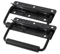 Artibetter 2pcs Heavy Duty Spring Loaded Metal Handles 125mm Box Handle Replacement for Toolboxes Cabinet Door and Black Folding Cabinet Hardware for Workshop Use