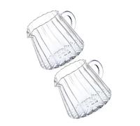 ARTIBETTER 2pcs High Borosilicate Glass Milk Frothing Pitcher 200ml Small Espresso Creamer Container Coffee Latte Jug Spout for Home Use