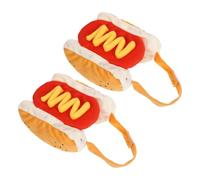 ARTIBETTER 2PCS Hot Dog Costume for Small Pets Elastic Stretch Warm Pet Clothing Funny Hamburger Design for Dogs and Cats Comfortable Halloween Cosplay Outfit