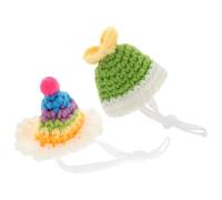 Artibetter 2pcs Knitted Hamster Hats with Adjustable Strap for Small Pets, Lightweight Polyacrylic Fiber Head Accessories, Comfortable and Adorable for Dress and Halloween