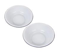 Artibetter 2pcs Large Enamel Mixing Bowls Thickened Vintage Wash Basin for Kitchen Food Prep Salad Dough Washing Heavy Duty White Durable Household Use