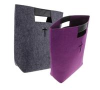 Artibetter 2Pcs Large Felt Bible Tote Bag Spacious Bible Study Handbag with Pockets for Ladies Casual Shopping and Document Carrier Stylish Grey and Purple Felt Storage Tote