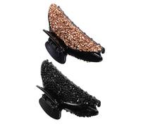 ARTIBETTER 2pcs Large Rhinestone Hair Claws Hair Clips Set Black and Light Gold Resin Ponytail Holders for Women Sparkly for Styling and Daily Use