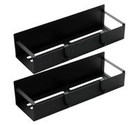 Artibetter 2pcs Magnetic Spice Rack for Refrigerator with No Drilling Required, Black Carbon Steel Seasoning Storage Organizer, Space Saving Design, Kitchen Fridge Condiment Shelf