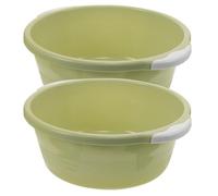 Artibetter 2pcs Medium Plastic Wash Basin Household Washbasin with Anti-slip Bottom Eco-friendly and Odorless Multipurpose for Home Bathroom and Kitchen Use in Nordic Green