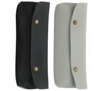 ARTIBETTER 2pcs Mini Pencil Case and Makeup Brush Storage Bag Set, Rectangular Pu Leather Pen Pouch with Zipper for Travel Cosmetic Organizer, Black and Grey Makeup Tool Bags for Women