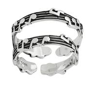 Artibetter 2pcs Music Note Open Rings for Couples, Vintage Style Adjustable Finger Jewelry Set, Decorative Promise Rings for Men and Women