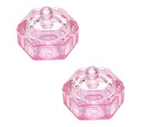ARTIBETTER 2pcs Nail Art Powder Mixing Cups with Lid Hexagonal Crystal Glass Manicure Cups Nail Liquid Container for Salon and DIY Art