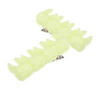 ARTIBETTER 2pcs Neon Green Tooth Hair Clips Versatile and Comfortable Plastic and Metal Hair Claws Stage Performances Festival Styling