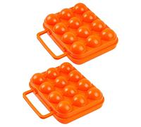 Artibetter 2pcs Portable Plastic Egg Storage Box with Sealing and Crush Resistance for Outdoor Activities and Hiking, 12-egg Capacity Egg Holder Container in Orange