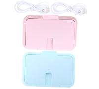 ARTIBETTER 2pcs Portable Wipe Warmers USB Tissue Dispenser with Large Capacity for Comfortable Diaper Changing Compatible with Power Bank and Car Charger Blue and Pink