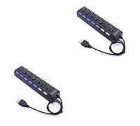 Artibetter 2pcs Ports USB Hub for PC Laptop Data Transfer Individual USB Splitter Adapter